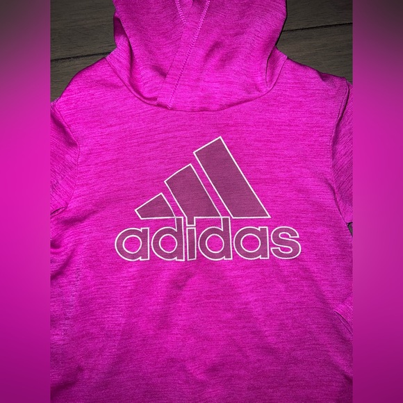 Girls Dark Pink Adidas Long Sleeve Hooded Shirt Size 2t - Picture 6 of 8